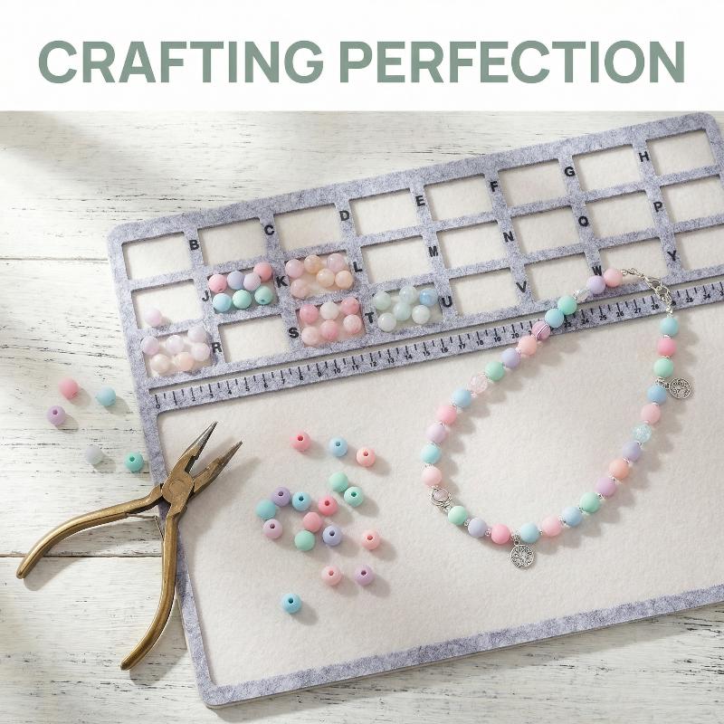 Jewelry Making Board - フェルトビーズマット長方形フェルトビーズデザインボードセンチメートルアルファベットスケール付きビーズトレイビーズパッドアートクラフト用
