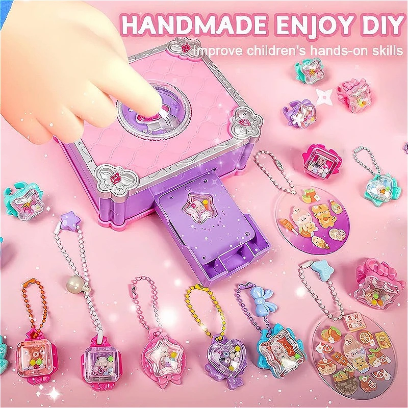 Jewelry Making Machines - 3Dステッカーメーカーキット DIYジュエリー製作マシン アート＆クラフト キッズトイ プリンセスペンダントキーホルダーリング ビーズ付き