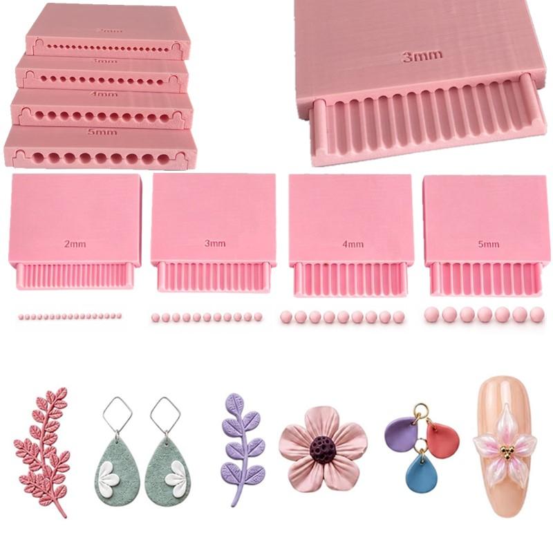 Jewelry Making Board - ポリマークレイビーズローラーテンプレートセット、2～5mmのクレイジェルボール作成ツール、ジュエリー製作用DIYクレイビーズ成形ボード