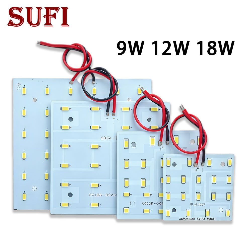 Jewelry Making Board - 5個入りLEDシーリングライト改装用LEDチップ9W 12W 18Wスクエアビーズライトパネル、15CMケーブル付き、キッチンとバスルーム用ライトボード