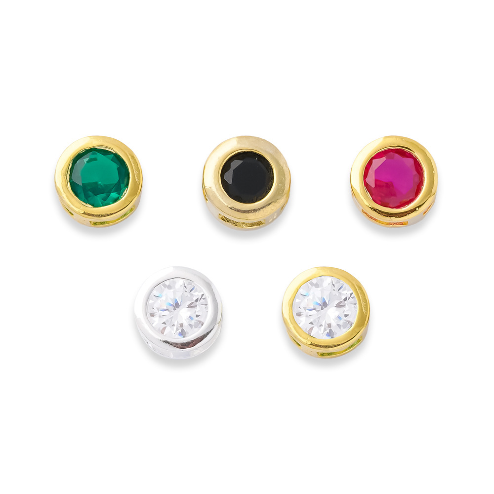 925スターリングシルバー ジルコンチャーム カラフルラウン - Jewelry Making In La のレビューと価格