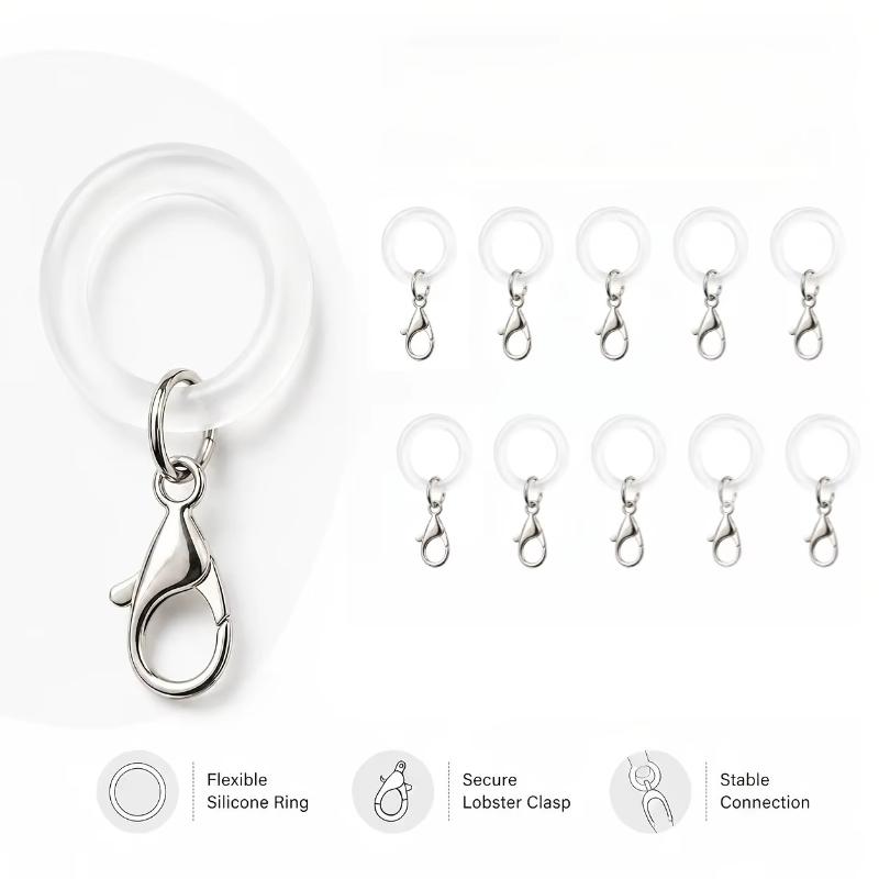 シリコン製傘ハンドルリング 5/10個セット 伸縮性あり、バ - Lobster Clasp Silver のレビューと価格