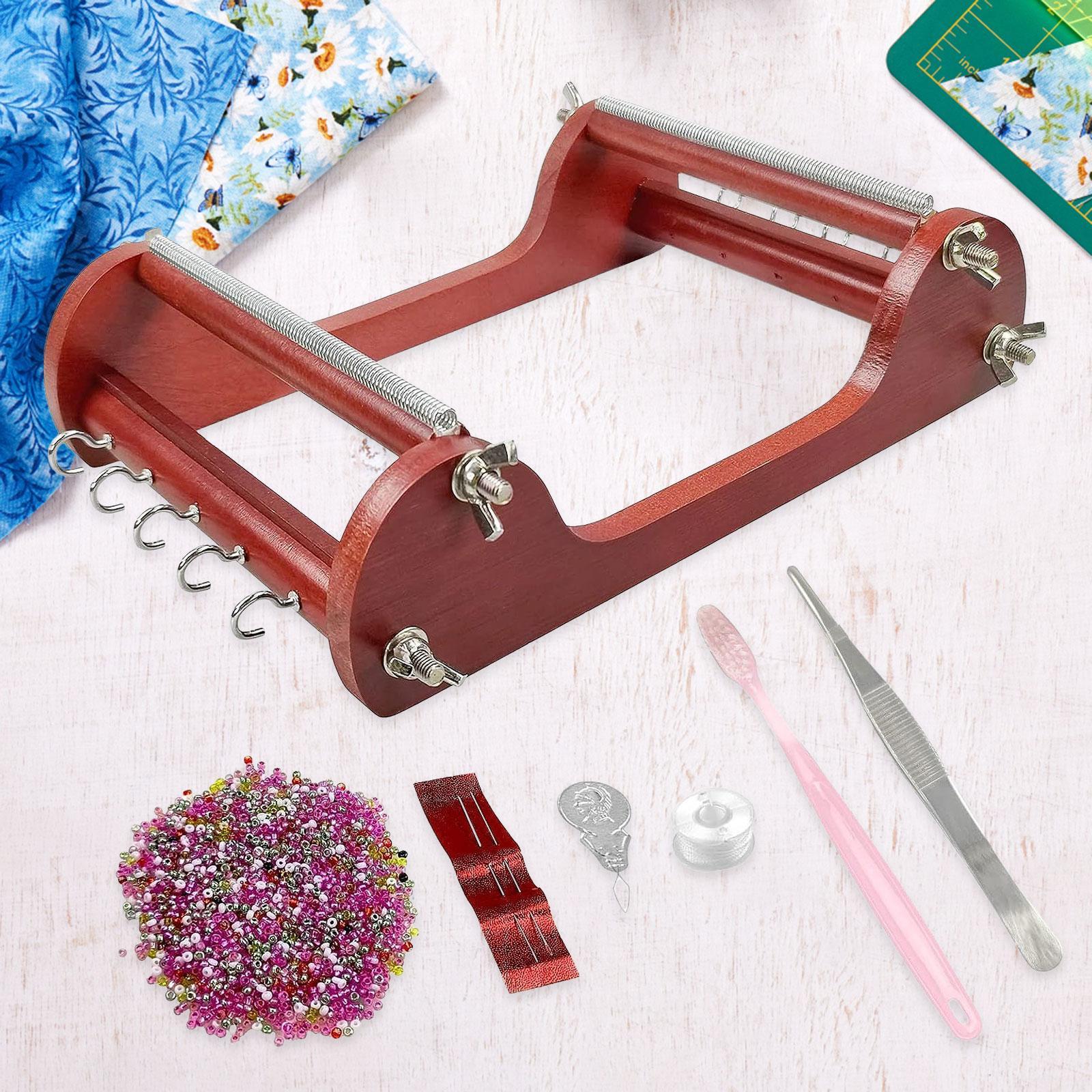 手作りジュエリー用の木製ビーズ織り機セット。ピンセット、針、 - Jewelry Making Machines のレビューと価格