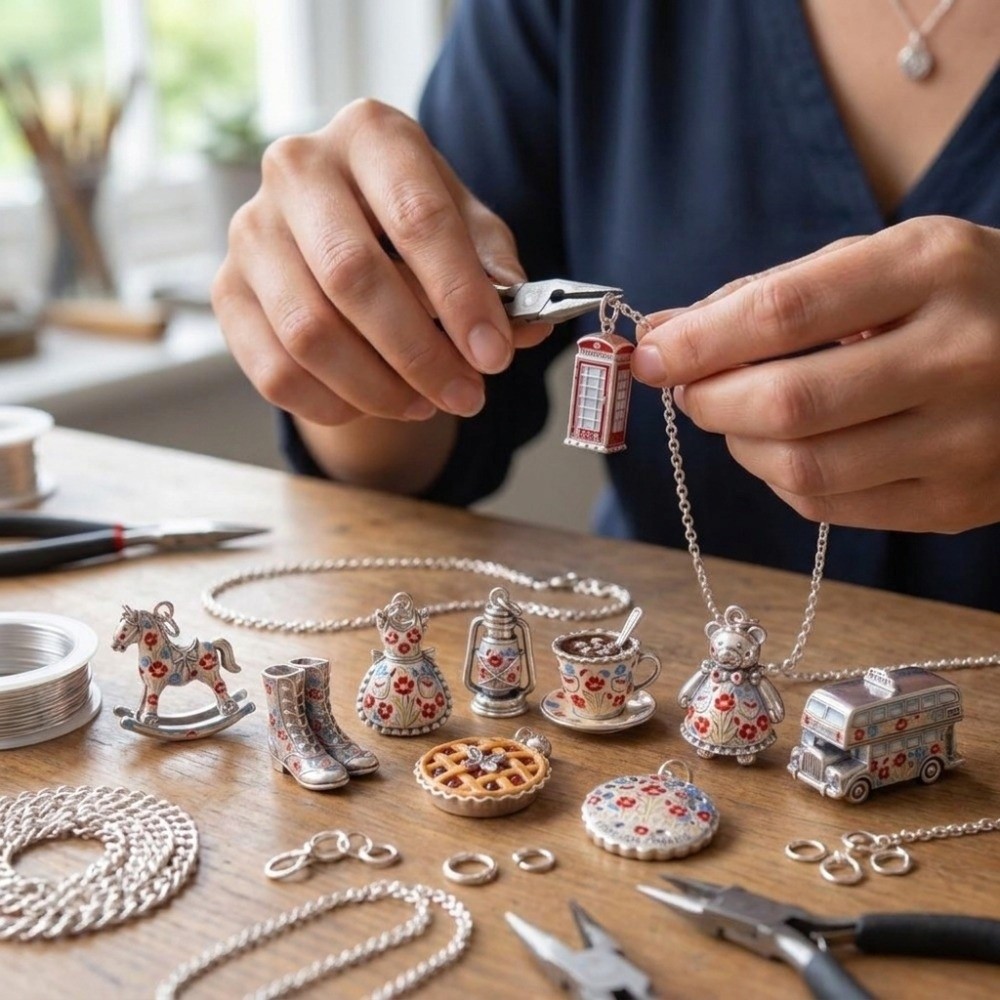 ステンレス製、漫画風ペンダント、英国テーマ、エナメル素材、ジ - Jewelry Making London のレビューと価格