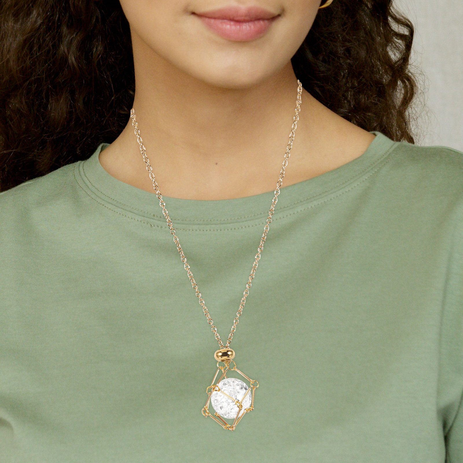 金属製クリスタルホルダーネックレス、空の石枠ペンダント、DI - Jewelry Making Gemstones のレビューと価格
