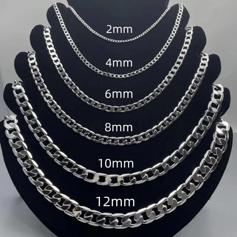メンズ 925 スターリングシルバーネックレス 2/4/6/ - Lobster Clasp Silver のレビューと価格