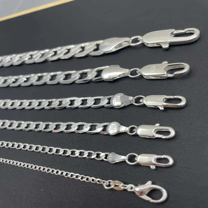 メンズ 925 スターリングシルバーネックレス 2/4/6/ - Lobster Clasp Silver のレビューと価格