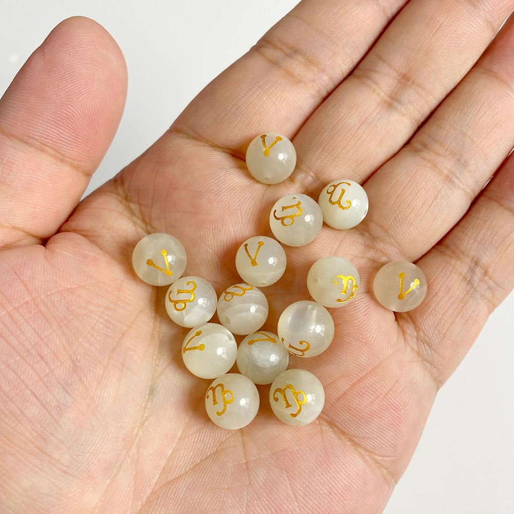ジュエリー作り用の12個の干支ムーンストーン,天然石,砂岩, - Jewelry Making Gemstones のレビューと価格