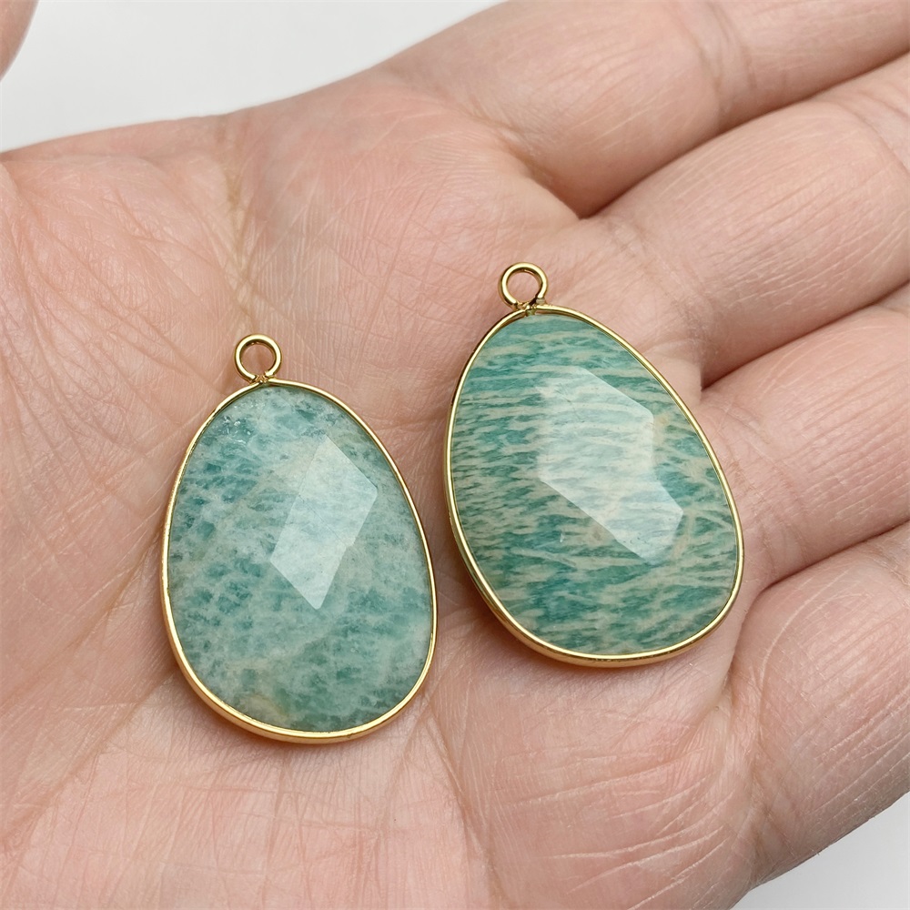 2 個卵形石ペンダント天然アマゾナイトオーバル水滴宝石チャー - Jewelry Making Gemstones のレビューと価格